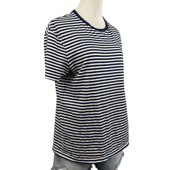 Polo Ralph Lauren Top Women's Large Crew Neck Short Sleeve T-Shirt Logo Stripe - Picture 2 of 12